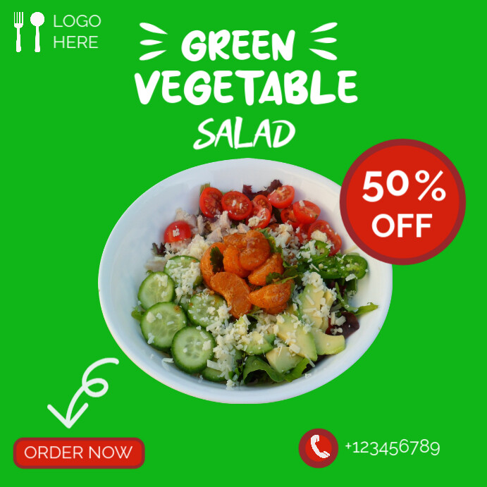 Green Modern & Minimal Salad Offer Instagram Post Template PosterMyWall