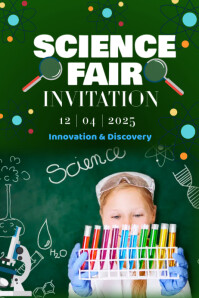 Green Modern & Minimal Science Fair Invitation Poster template