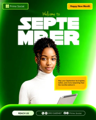 Green New Month Greeting Instagram Portrait Template