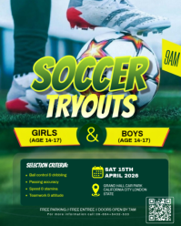 Green Modern & Minimal Soccer Tryouts Instagram Portrait template