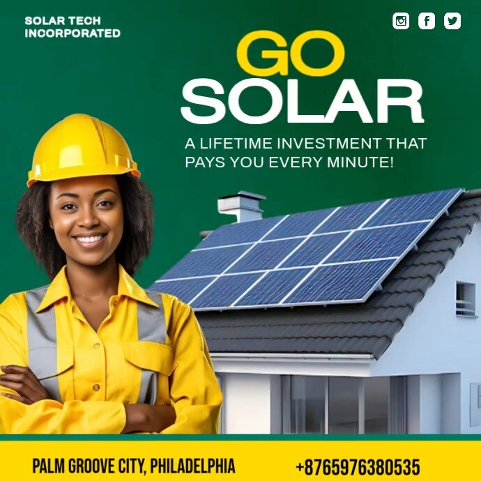 Green Modern & Minimal Solar Tech Store Template  Instagram Post
