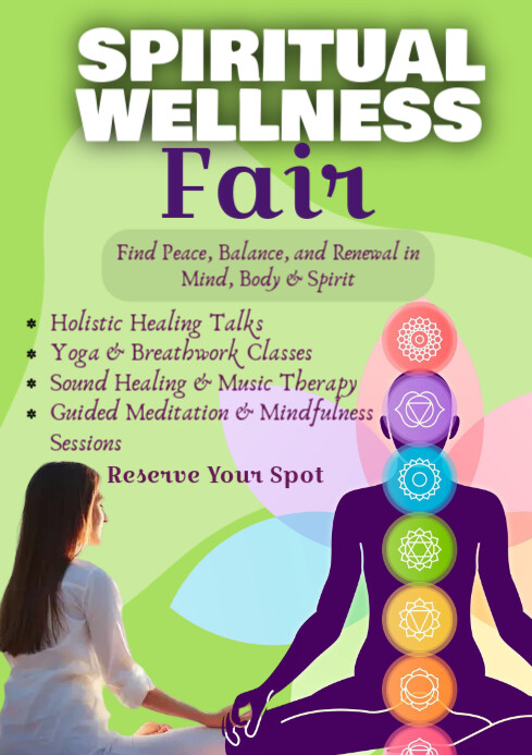 Green Modern & Minimal Spiritual Wellness Fair A2 template