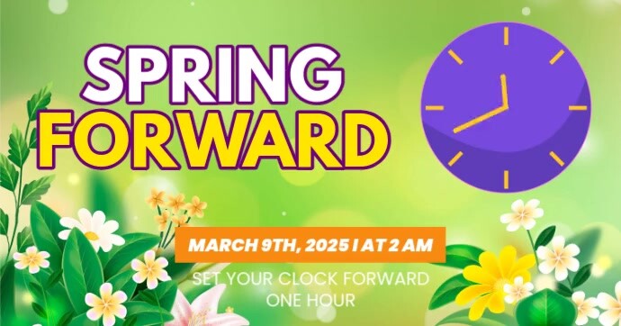 Green Modern & Minimal Spring Forward Gambar Bersama Facebook template
