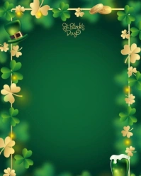 Green Modern & Minimal St Patrick Hat And Beer Background  Instagram Portrait template