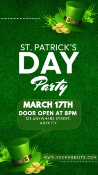 Green Modern & Minimal St. Patrick's Day Party Tampilan Digital (9:16) template