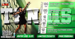Green Modern & Minimal Tennis League Schedule Facebook Shared Image Video delt Facebook-billede template
