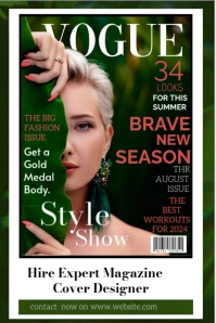 Green Modern & Minimal Vogue Magazine  Pinterest Graphic template