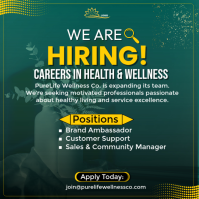 Green Modern & Minimal We Are Hiring – Wellness & Health Industry Jobs | Corporate Hiring Flyer Squa Carré (1:1) template