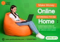 Green Modern & Minimal Work From Home Poster  Postcard Postal template