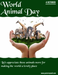 Green Modern & Minimal World Animal Day  Flyer (us Letter) template