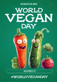 Green Modern & Minimal World Vegan Day A3 template