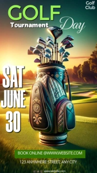 Green Modern & Minimal Championship Golf Event Flyer Digital Display (9:16) template