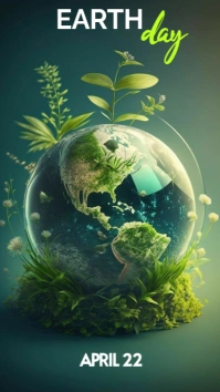 Green Modern & Minimal Earth Day Celebration Digital Display (9:16) template