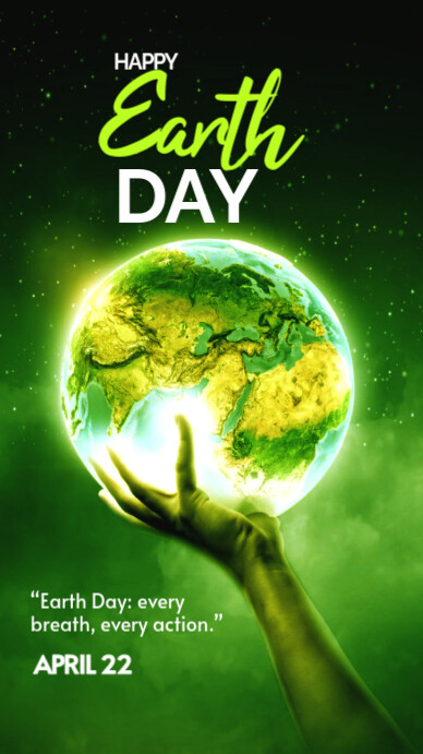 Green Modern & Minimal Earth Day Celebration Digital Display (9:16) template