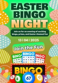 Green Modern & Minimal Easter Bingo Night A3 template