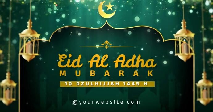 Green Modern & Minimal Eid Al Adha Gambar Ber Obraz udostępniany na Facebooku template