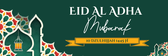 Green Modern & Minimal Eid Al Adha Tajuk Twit Twitter Banner template
