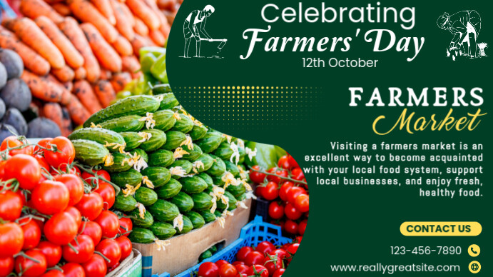Green Modern & Minimal Farmers Day Farmers Market Facebook Cover Youtube Thumbnail template