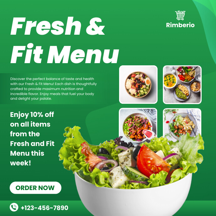 Green Modern & Minimal Fresh And Fit Menu Ins Instagram Post template