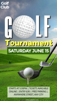 Green Modern & Minimal Golf Tournament Flyer Digital Display (9:16) template