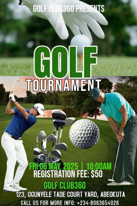 Green Modern & Minimal Golf Tournament Games Poster Plakat template