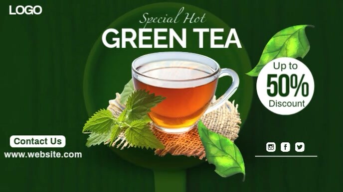 Green Modern & Minimal Green Tea Design Video  Digital Display (16:9) template