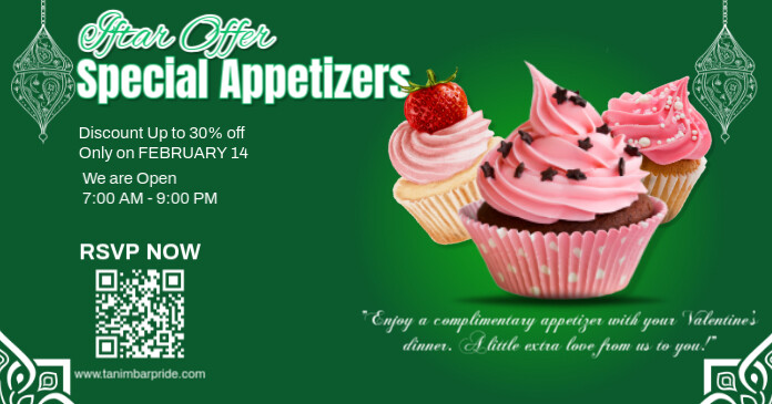 Green Modern & Minimal Iftar Offer Special Appetizers Gambar Bersama Facebook Obraz udostępniany na Facebooku template