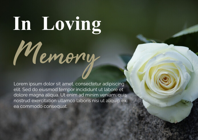 Green Modern & Minimal In Loving Memory Postc Postkort template