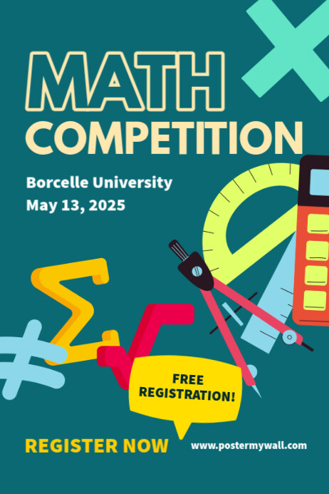 Green Modern & Minimal Math Competition Poster Plakat template