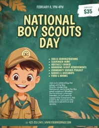 Green Modern & Minimal National Boys Scouts Day Flyer (us Letter) template
