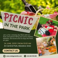 Green Modern & Minimal Picnic In The Park  Instagram Post template