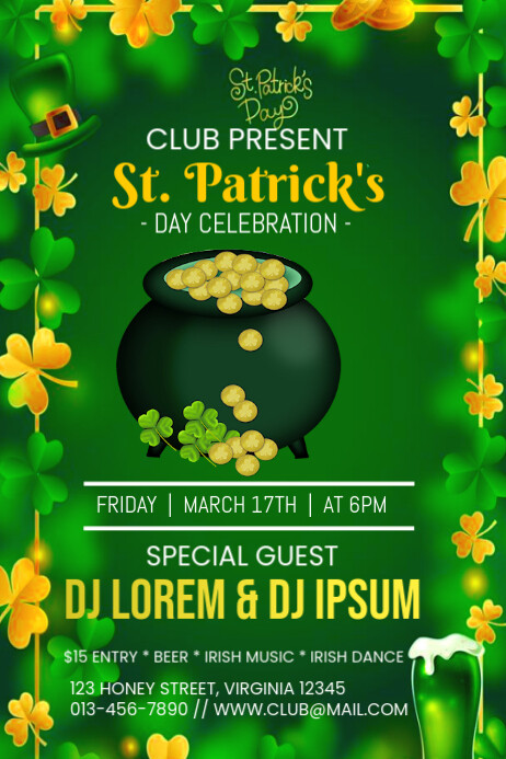 Green Modern & Minimal Saints Patricks Poster Plakat template