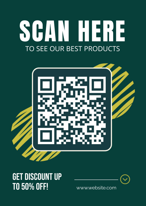Green Modern & Minimal Scan  Qr Code Here For A4 template