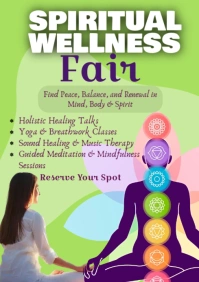 Green Modern & Minimal Spiritual Wellness Fair A2 template