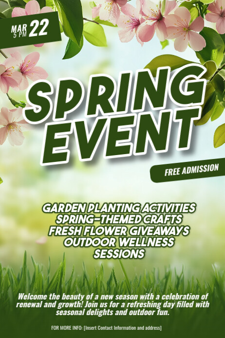Green Modern & Minimal Spring Event Poster template