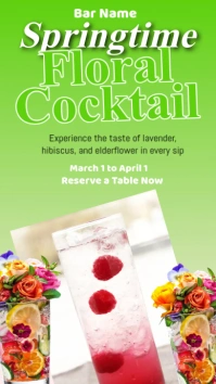 Green Modern & Minimal Springtime Floral Cocktail Instagram Story template