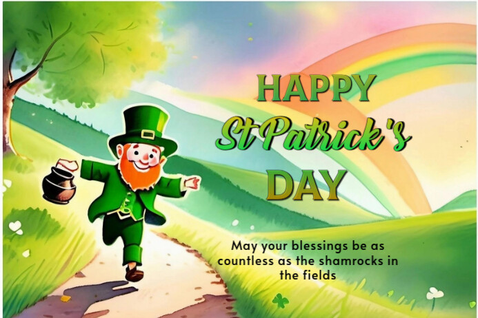 Green Modern & Minimal St Patrick's Day Label Etykieta template