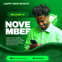 Green Modern & Minimal Welcome November Social Media Template Instagram Post
