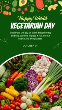 Green Modern & Minimal World Vegetarian Day  Instagram Story template