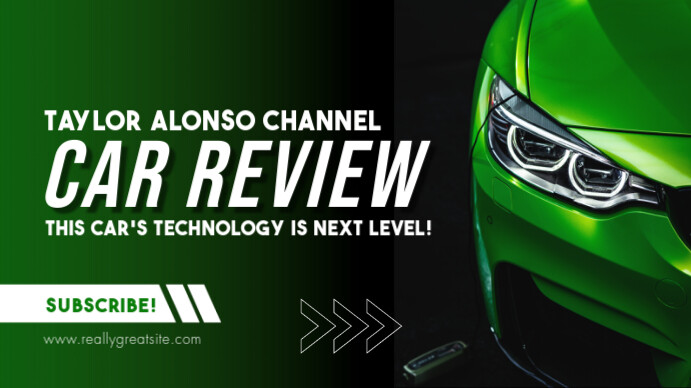 Green Modern Car Review Youtube Thumbnail template