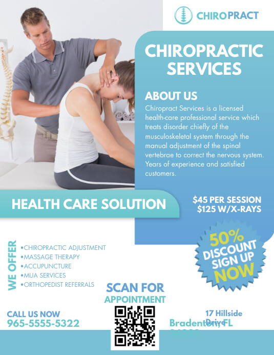 Green Modern Chiropractic Services Flyer Temp Template PosterMyWall