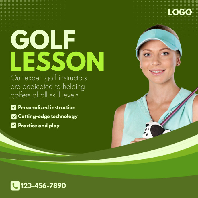 Golf Post Design Green Modern Golf Lesson Facebook Post Template | PosterMyWall