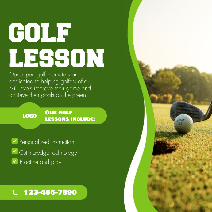 Green Modern Golf Lesson Instagram Post template