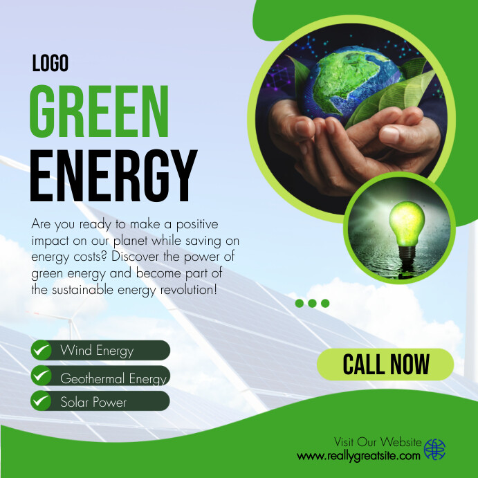 Green Modern Green Energy Instagram Post template