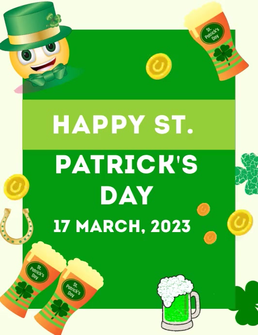 Green Modern St.Patrick's Day Flyer Ulotka (US Letter) template