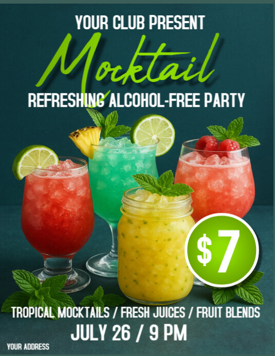 Copy of Green Moderno E Minimale Mocktail Volantino (us Letter ...