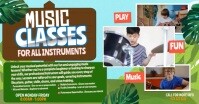 Green Music Classes For Instruments Facebook Event Cover template