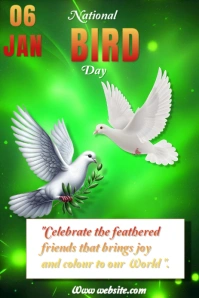Green National Bird Day  Pinterest Graphic template