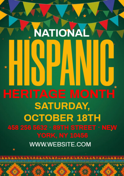 Plantilla de Green Nationalo Hispanic Heritage A4 | PosterMyWall