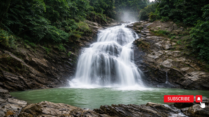 Green Natural Waterfall Digital Display (16:9) Template | PosterMyWall